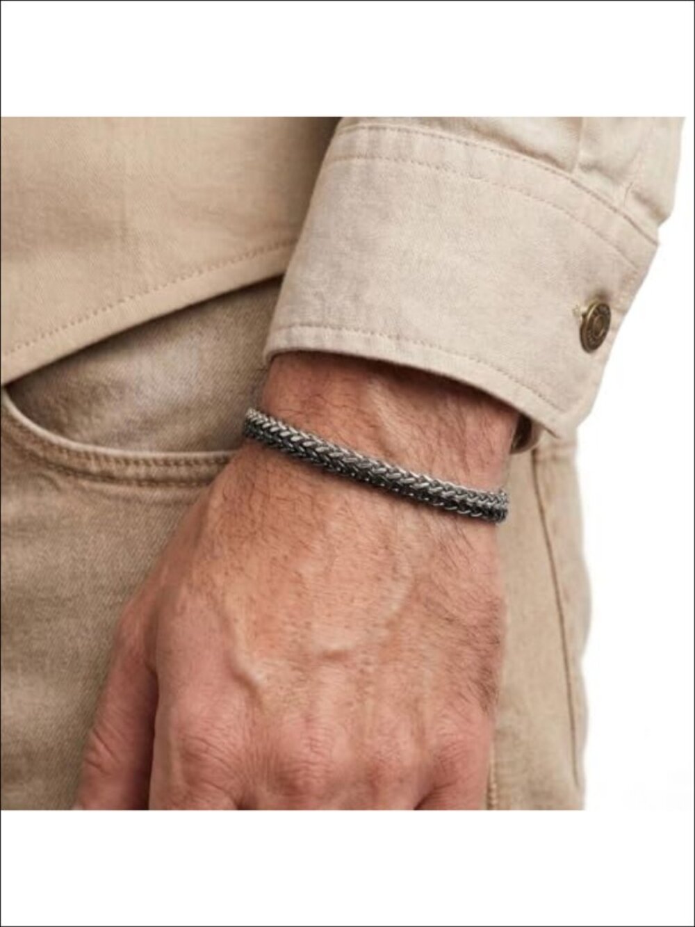 Mens Stainless Steel Rope Chain Bracelet Adjustable Gift for Dad Husband